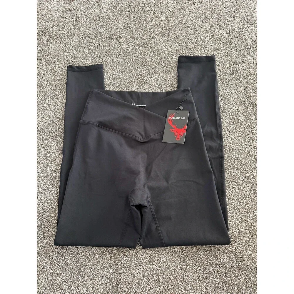 Bucked Up Crossover Leggings Womens Size L Black High Rise Ankle Athletic